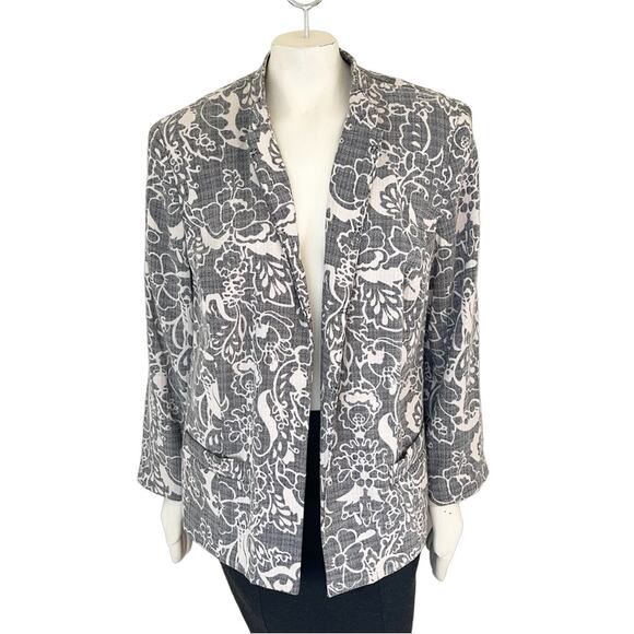 Karen Scott Jackets & Blazers - KAREN SCOTT Long Sleeve Floral Blazer Jacket in Blue & White  SZ 2X